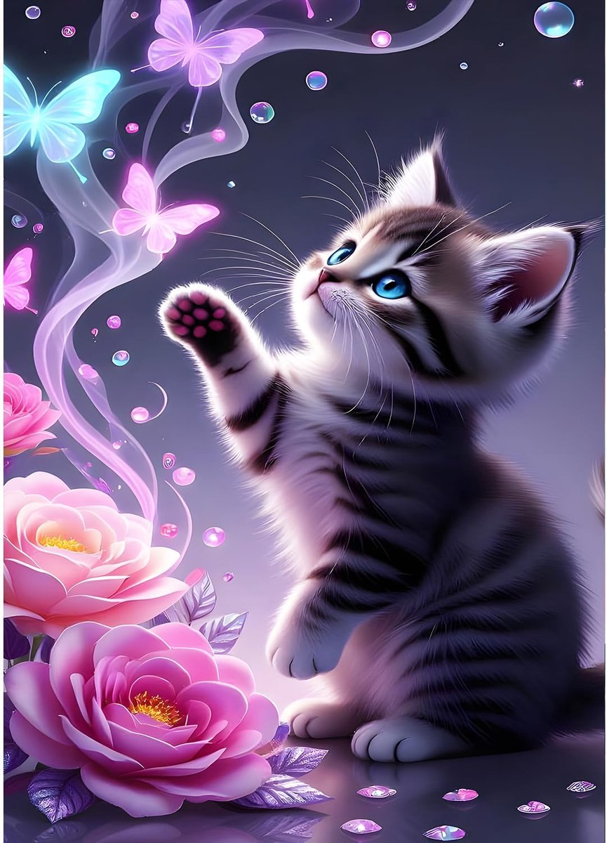 5D schattige kitten Diamond Painting Kit voor volwassenen, beginners