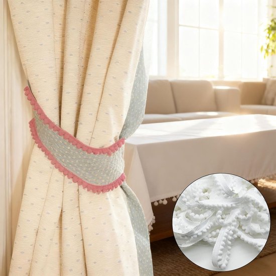 franjes, trim met franjes, 13 mm, kanten lint met pompon om te — afbeelding 5