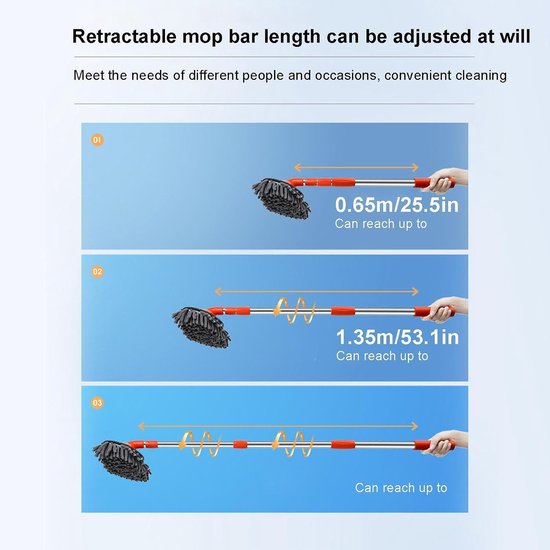 Autowasborstel Lange Steel - Voertuigreiniger Borstel - Auto Reinigen - Draaibare Borstelkop - Tot 135 cm - Niet gespecificeerd — afbeelding 3