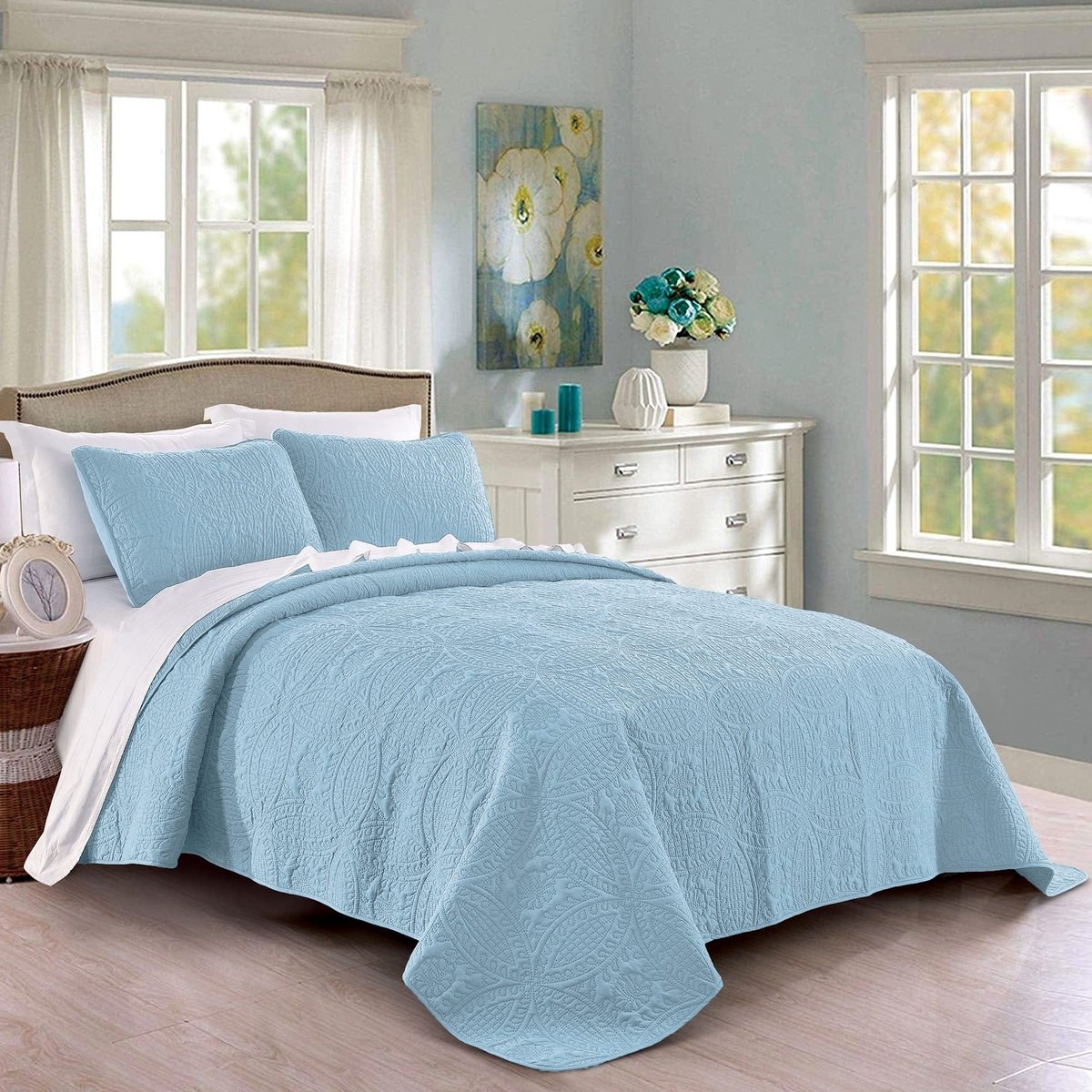 Omgoods - King Size Bedsprei in Hemels Blauw - Zachte Microfiber voor Elk Seizoen