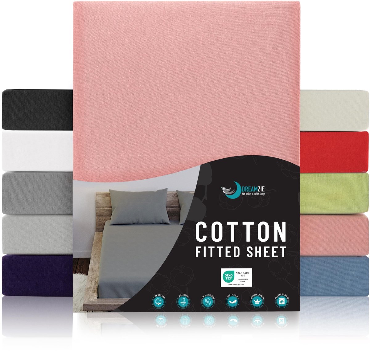 Omgoods - Jersey Katoenen Hoeslaken 140x200 cm - Roze - Oeko-Tex Gecertificeerd