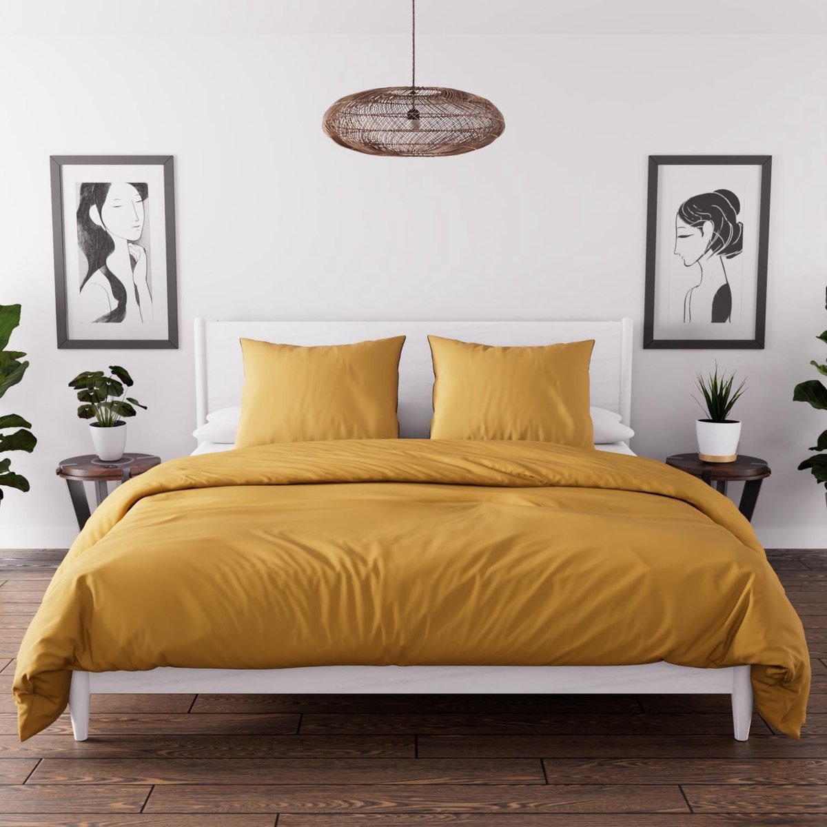 Omgoods - Tijdloze Gele Dekbedovertrekset van 220 x 240 cm