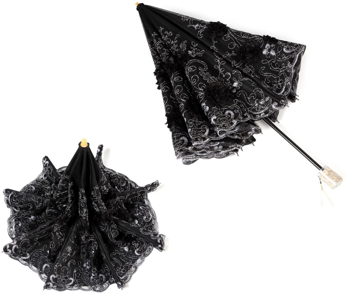 Omgoods - Vrouwelijke Geborduurde Kanten Dubbele Anti-UV Parasol
