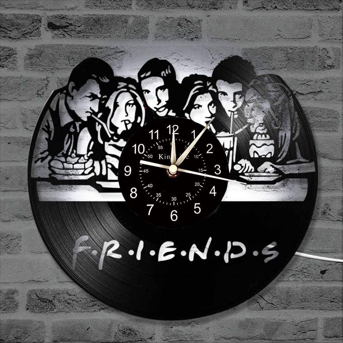 Omgoods - 3D Vinyl Wandklok met LED Verlichting - Creatieve Wanddecoratie
