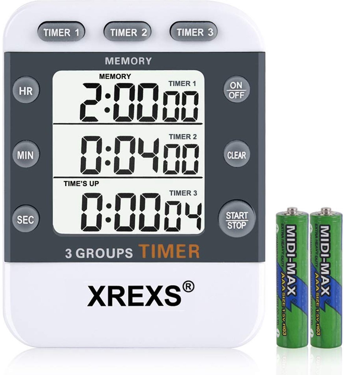 Omgoods - Digitale Keuken Timer met 3 Kanalen - Groot LCD Scherm, Stopwatch en Magnetische Bevestiging