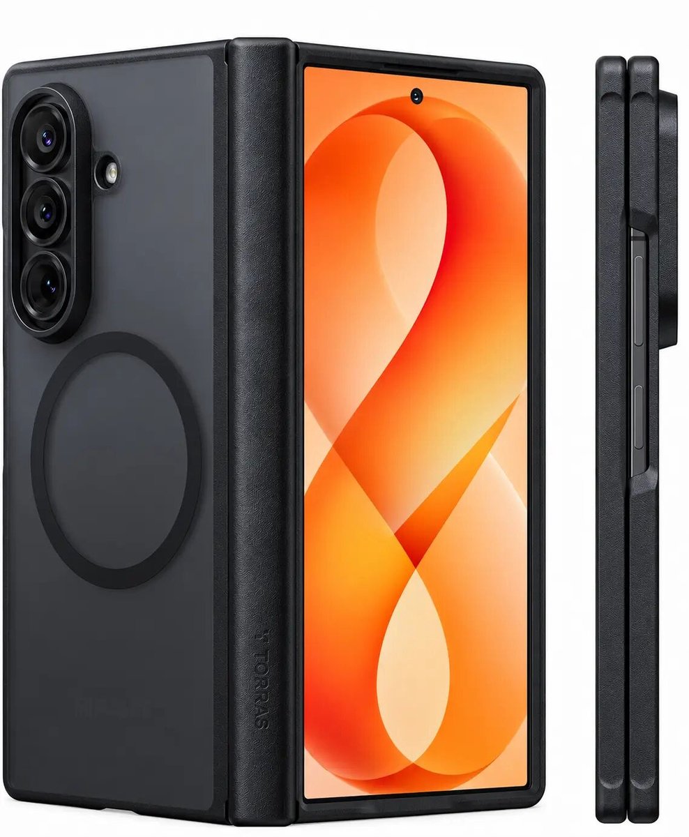 TORRAS Guardian Magnetic Hoesje Geschikt voor Samsung Galaxy Z Fold 8 Ultra - Compatibel met MagSafe / Qi2 - Matte Beschermhoes - Back Cover met Magneet Zwart