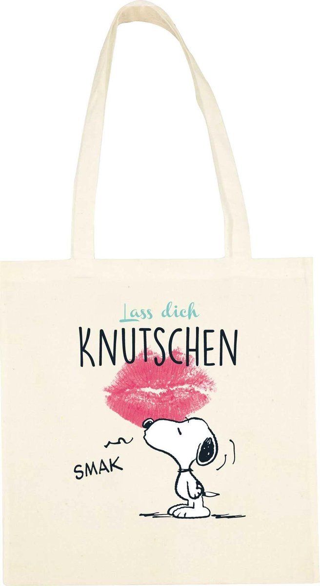 Omgoods - Snoopy Stoffen Tas - Praktische Katoenen Beugel met 'Lass dich knutschen'