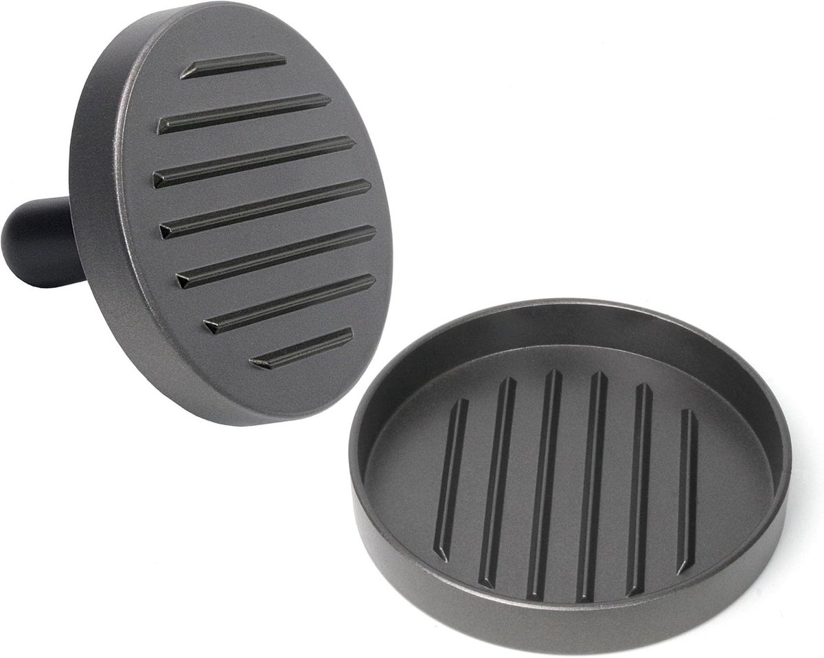 wenco Burgerpers, 12 x 2 cm, aluminium, hamburgerpers met anti-aanbakmateriaal, hamburgermaker ook voor veganistische burgers, antraciet