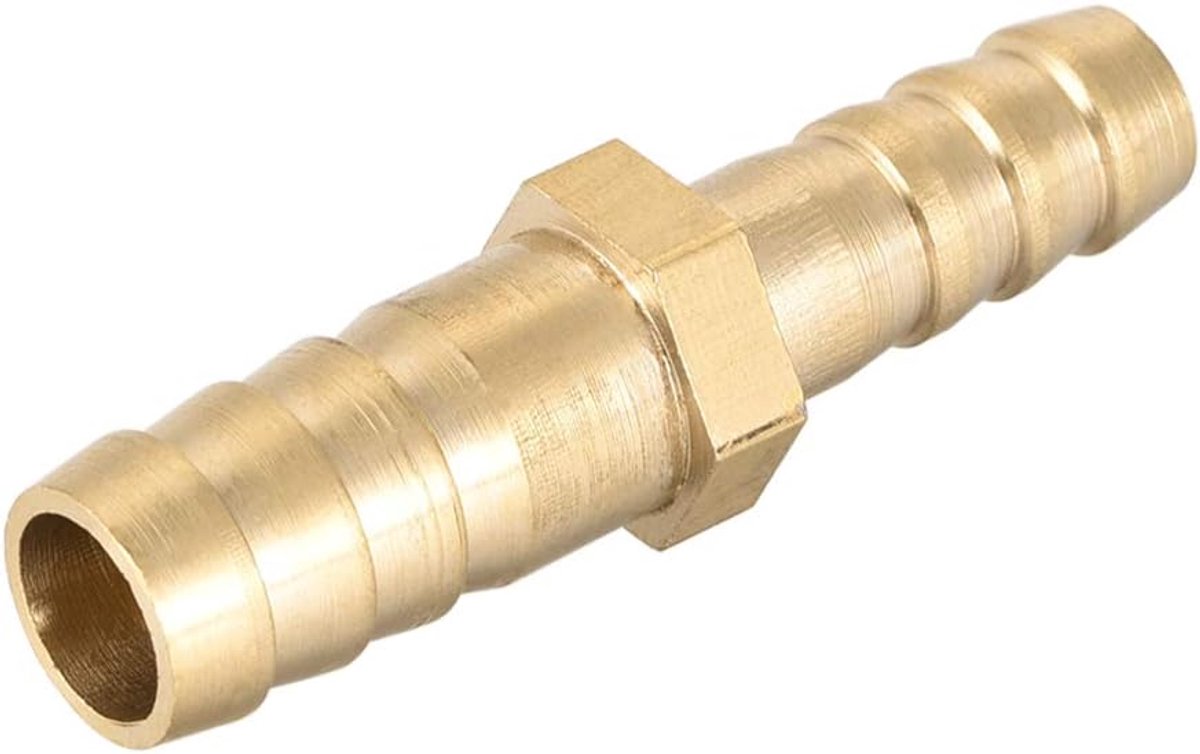 sourcing map Slang ID Messing Reducer Barb Slang Montage Rechte Connector Koppelaar Adapter 10mm x 8mm Barb(1pcs)
