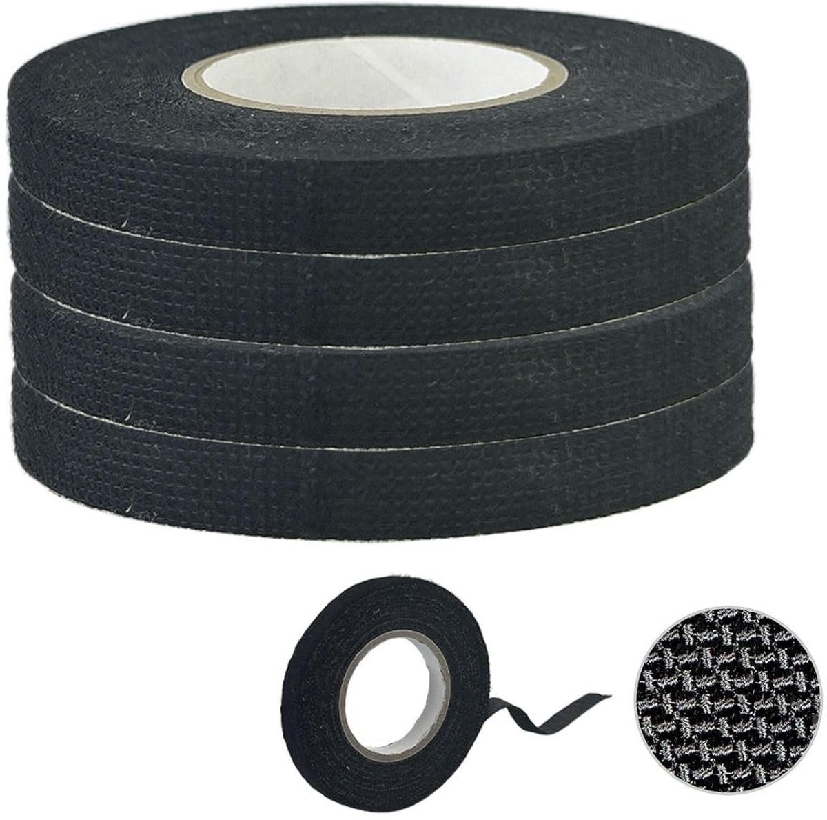 Fabric Tape, Black, Pack of 4, Insulation Tape, Self-Adhesive, Multifunctional Felt Tape for Household, Car - ShopVlot