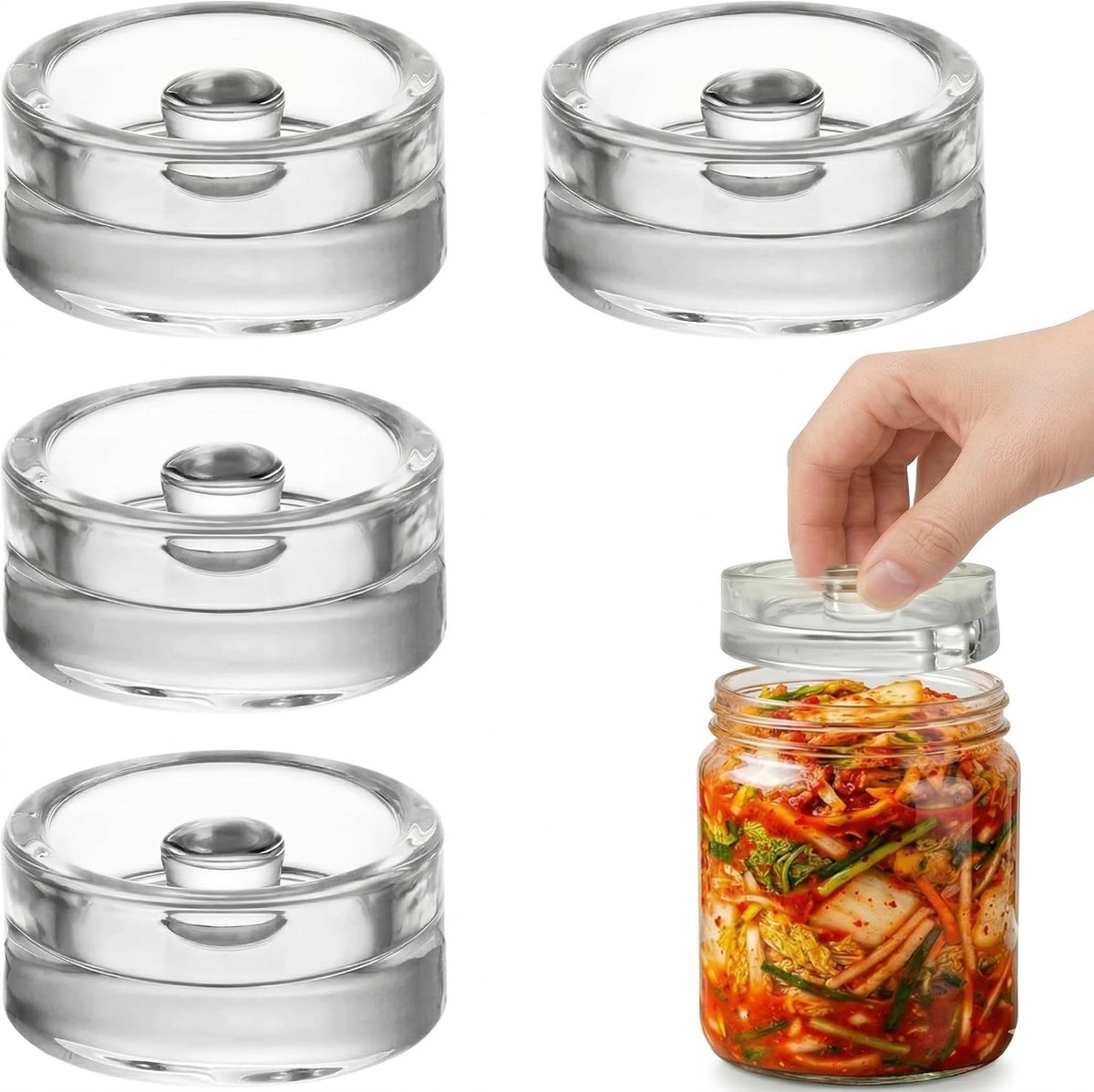 Set van 4 glasgewichten voor fermentatie (Ø 7 cm) – Glazen gewichten