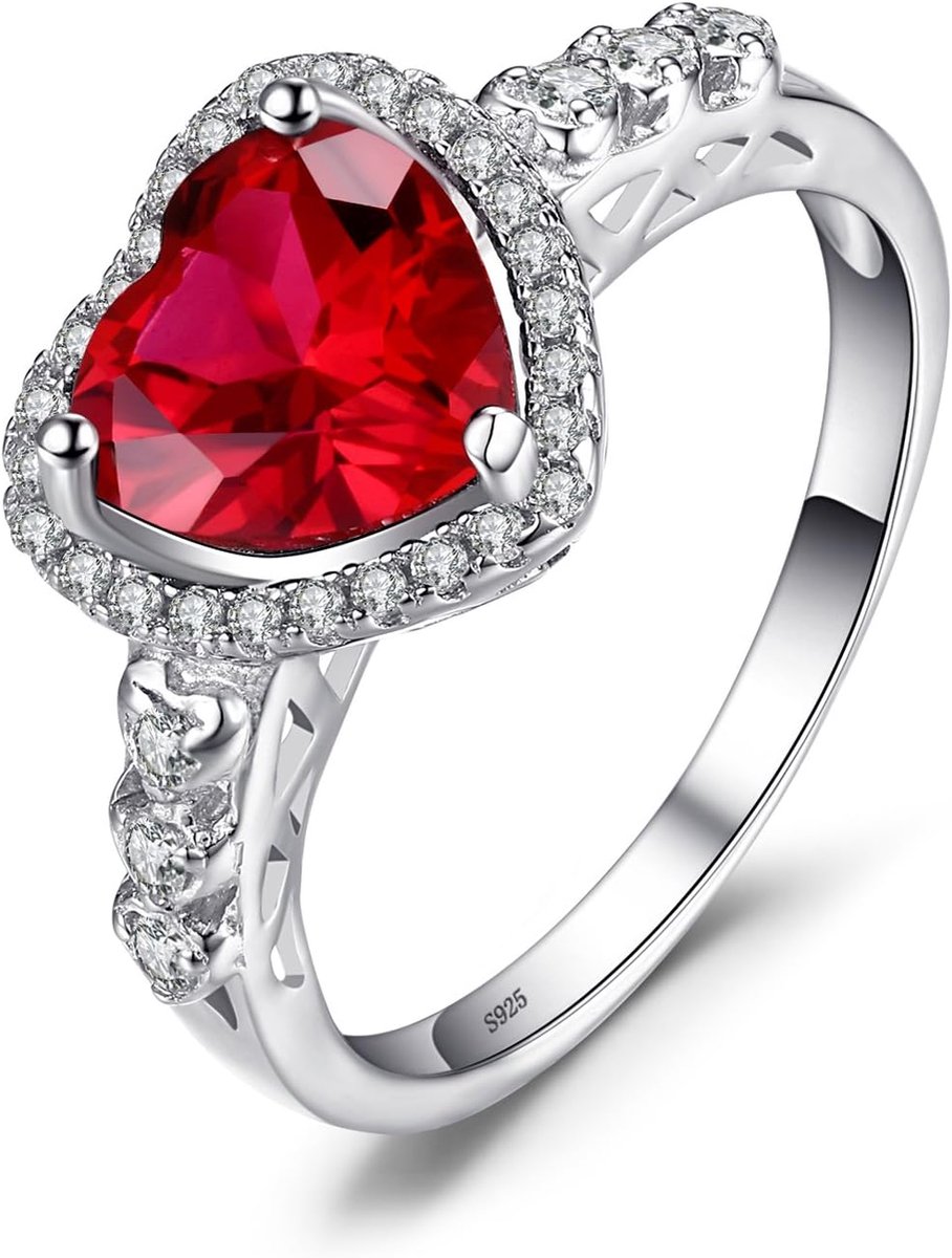 Ringen Belofte Verlovingsring Zilver 925 Dames Edelsteen Synthetische Ruby Ringen Hart Liefde Zilveren Aanzoeksring Entourage Ring Dames Sieraden Goud Rose Goud