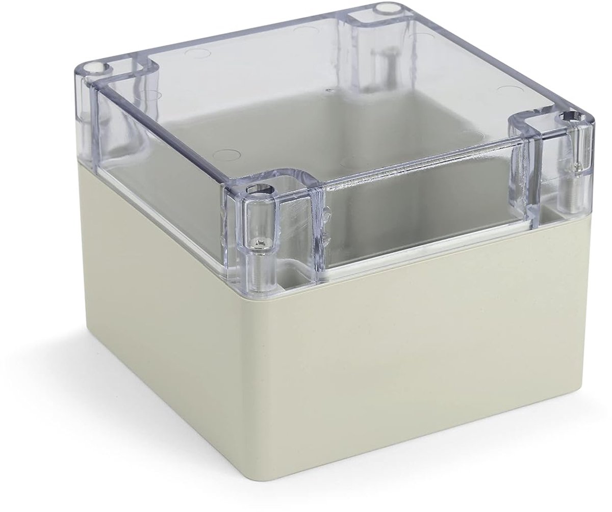 modulaire behuizing, universele behuizing van ABS-kunststof met transparant deksel, multifunctionele behuizing met montagepunten voor printplaten, IP 65 beschermingsklasse, 120x120x90 mm (LxBxH