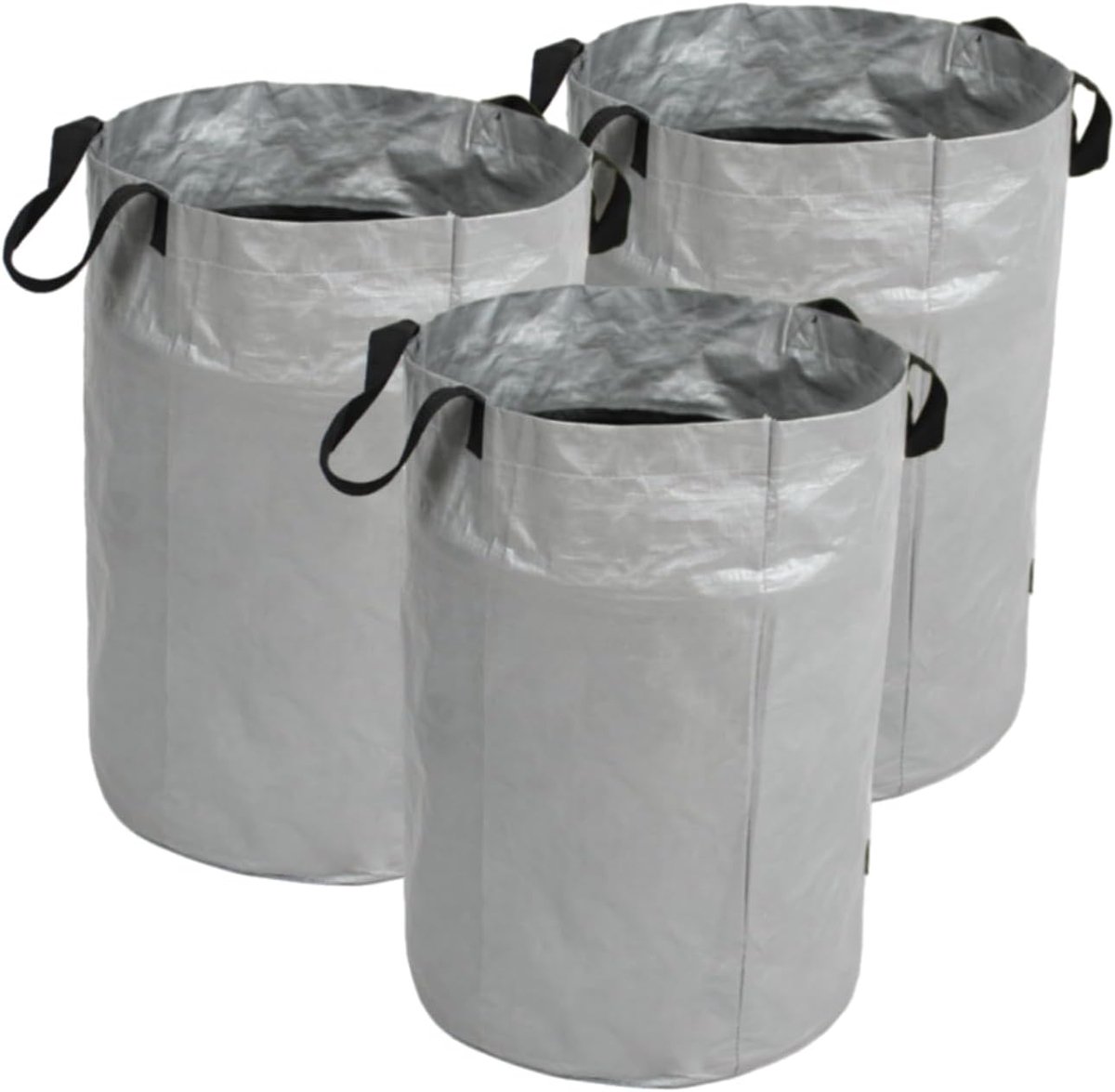 Tuinafvalzak, 3 × 100 liter, grijze bladzak, tuintas