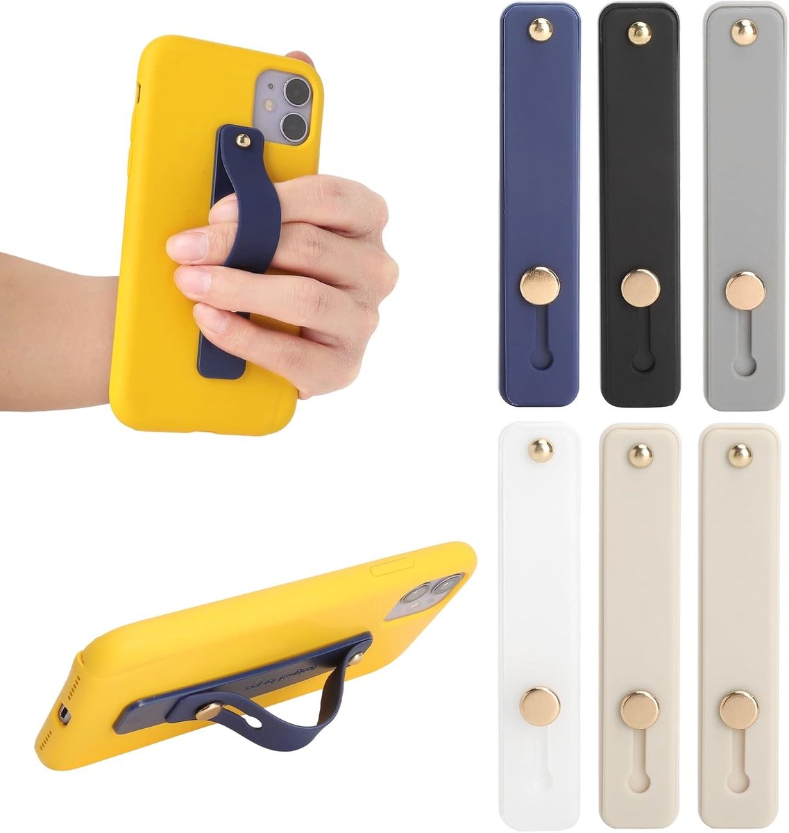 telefoonhouder, vingerhouder, 6 stuks, kleurrijke zelfklevende