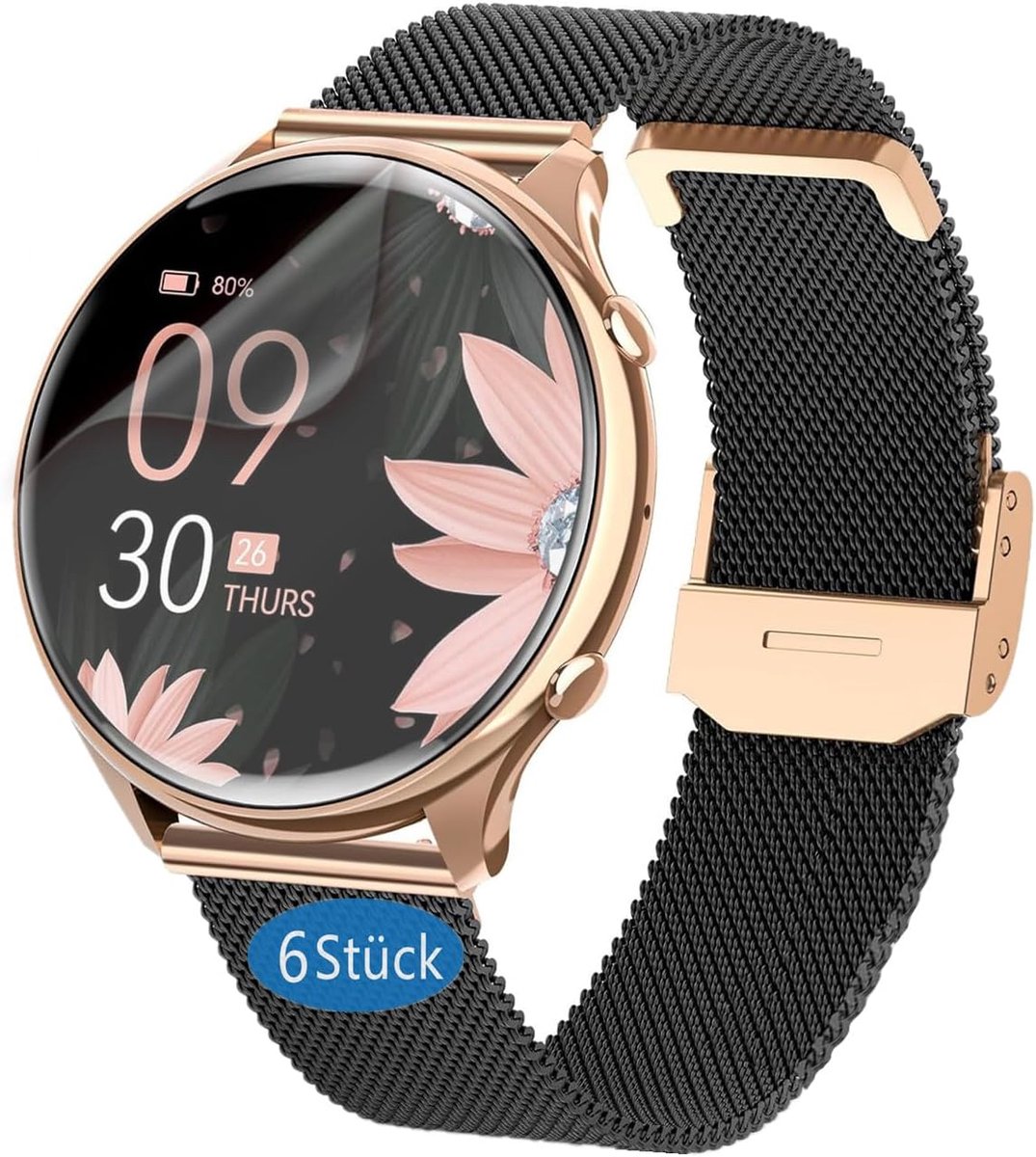 compatibel met RUXINGX G37 Smartwatch 1,39 inch (6 stuks) Flexibele TPU Compatibel met AIMIUVEI, Elfofle, Fitonme Smartwatch Volledige Afdekking Displaybeschermfolie