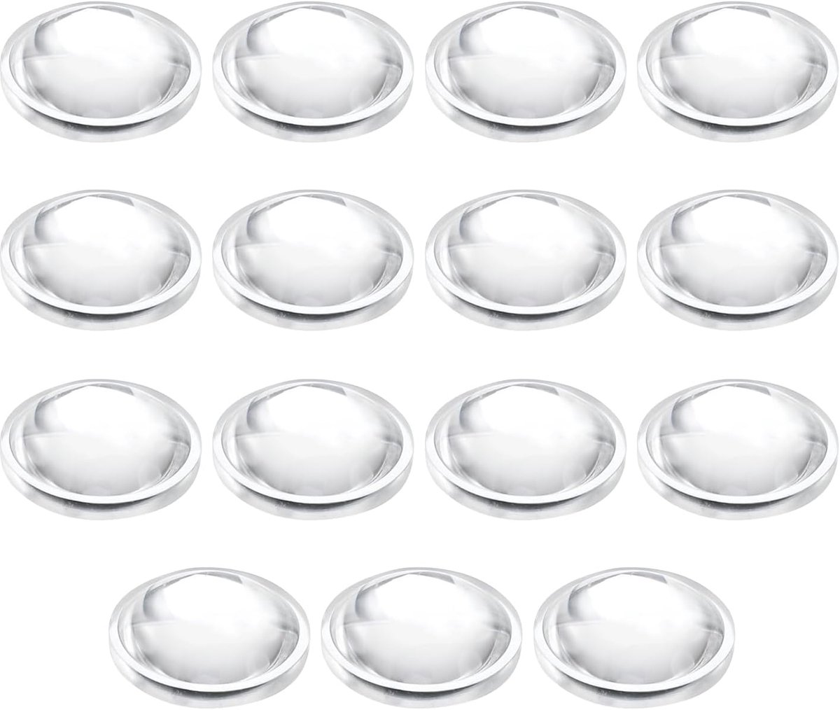 Vlakke, convexe lens met een diameter van 15 mm, 15 stuks, hoogte 5 mm, PMMA acryl, optische convexe convexe lens met rand, voor zaklamp, autolampen, fietskoplampen, transparant