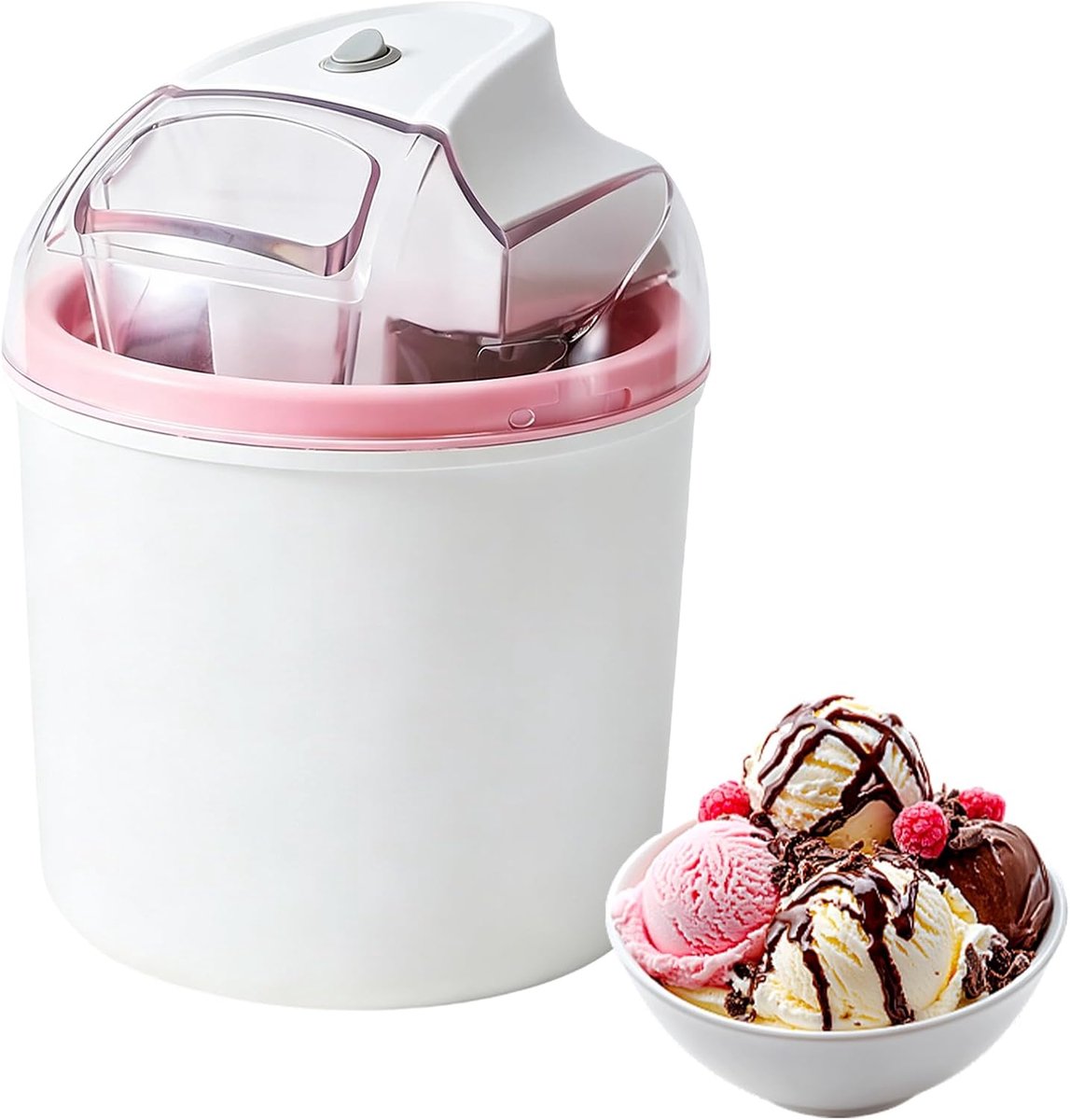 IJsmachine 1,6 l, voor ijs, sorbet & frozen yoghurt, softijsmachine met one-touch-bediening, 20-40 min. bereidingstijd, met navulopening en dubbelwandig koelreservoir