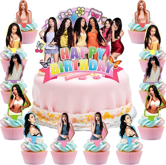 katseye Happy Birthday taartdecoratie, katseye verjaardagsdecoratie