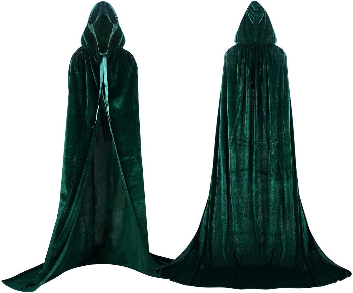 Lang Velours Kapmantel met Kap voor Volwassenen - Unisex Halloween Kostuum voor Feestjes en Theatrale Optredens