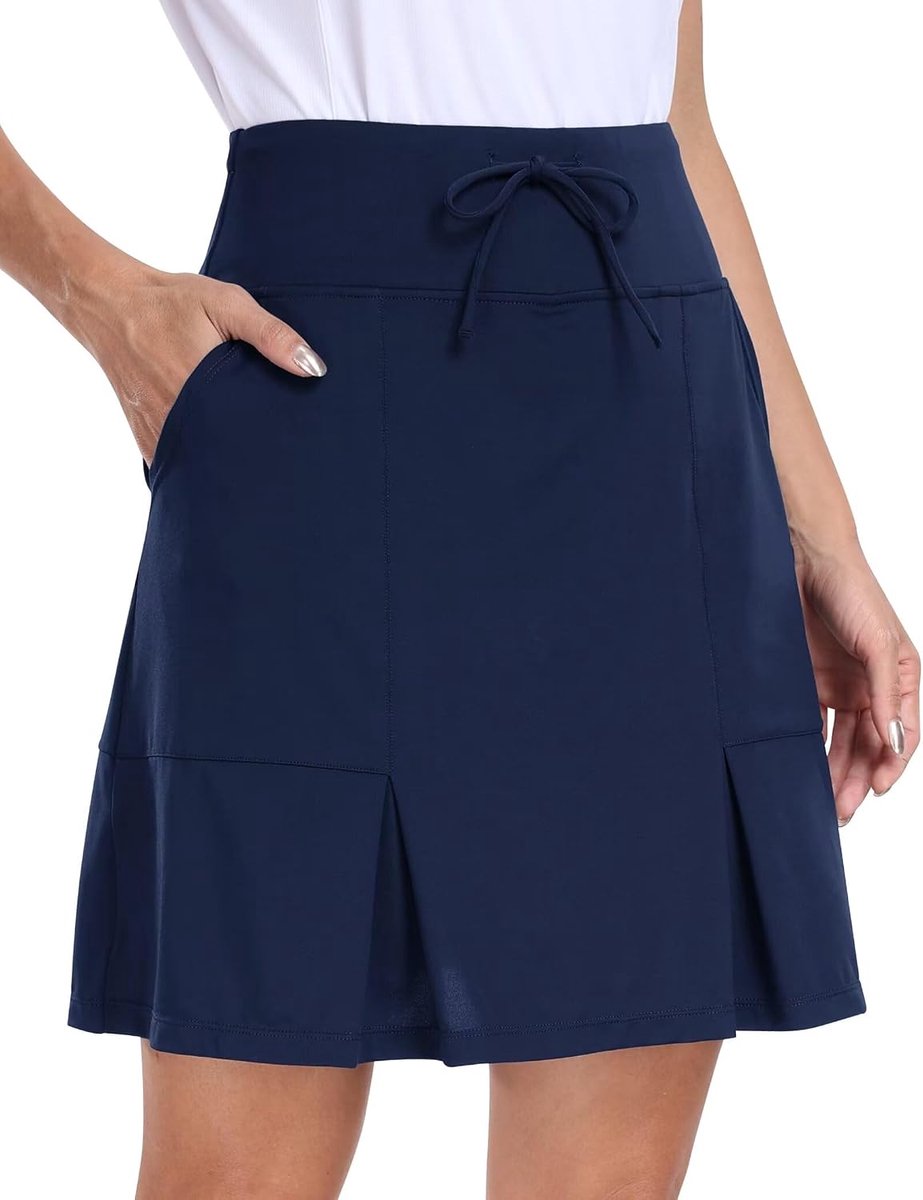 Tennisrok voor dames, golfrok met binnenbroek, knielang, hoge taille