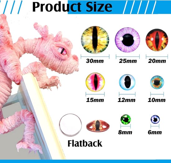 Ogen in Diverse Kleuren 6mm tot 30mm Voor Ambachten Cabochons voor — afbeelding 5