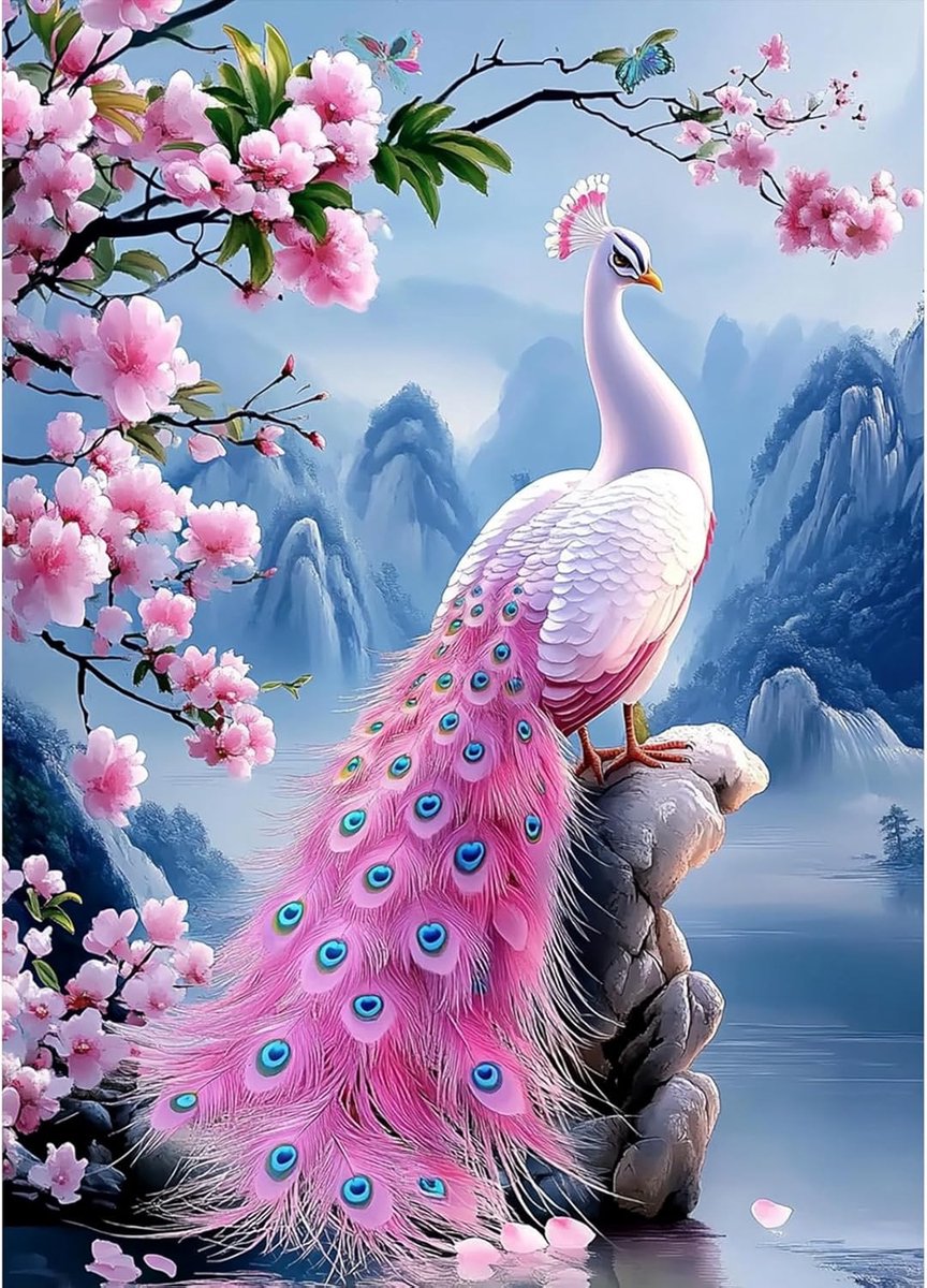 Pfau Diamond Painting Art Kits, 5D Bloem Diamond Kunst Compleet Set