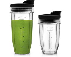 2 Stuks Blender Cups Vervangende met Deksels Compatibel met Auto-iQ Mixer BN800EU BN750EU BN495EU CB100EU CB350EU TB301EU TB401EU BN751 BN801, voor Ninja Blender Bekers Cups Replacement Accessories