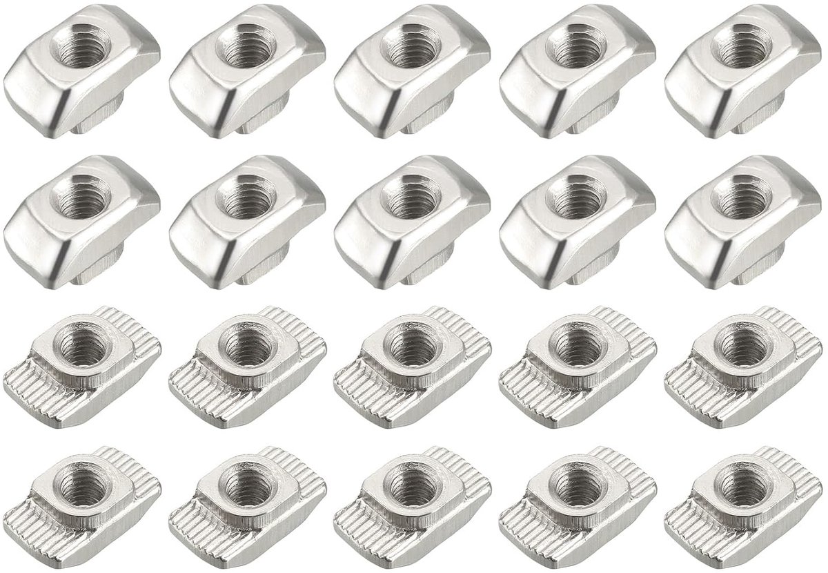 T-groefmoeren (M6 schroefdraad) 20 stuks, T-groefmoeren van