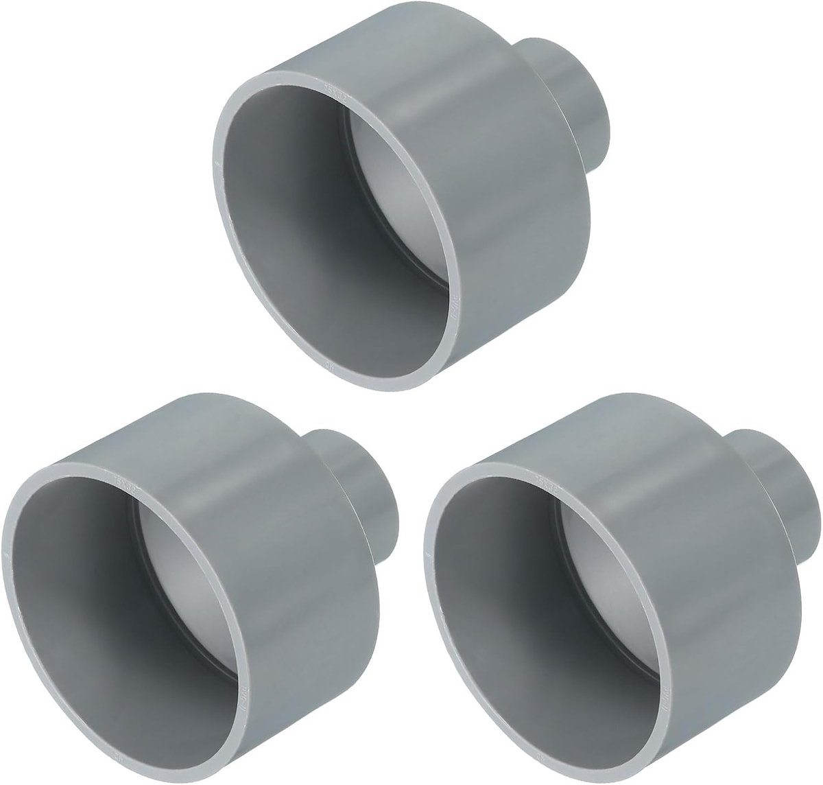 3 stuks slangschroefverbinding van UPVC, reptistuurkoppeling van pvc, 2-1/2 inch x 1 inch voor hydraulische huiswatervoorziening, grijs