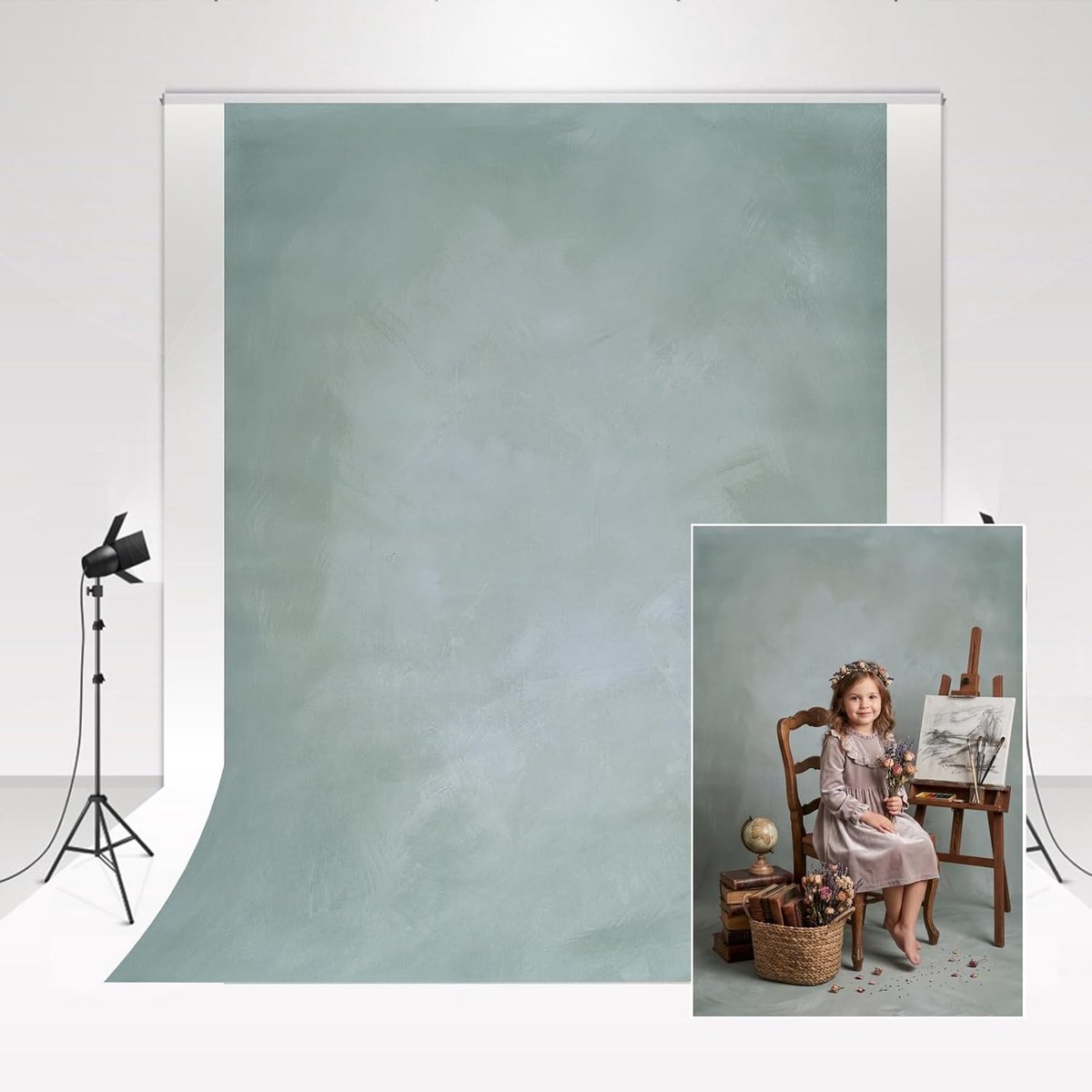 Fotostudio Lichtgroene Achtergrond 2 x 3 m voor Portret, Tijdschrift