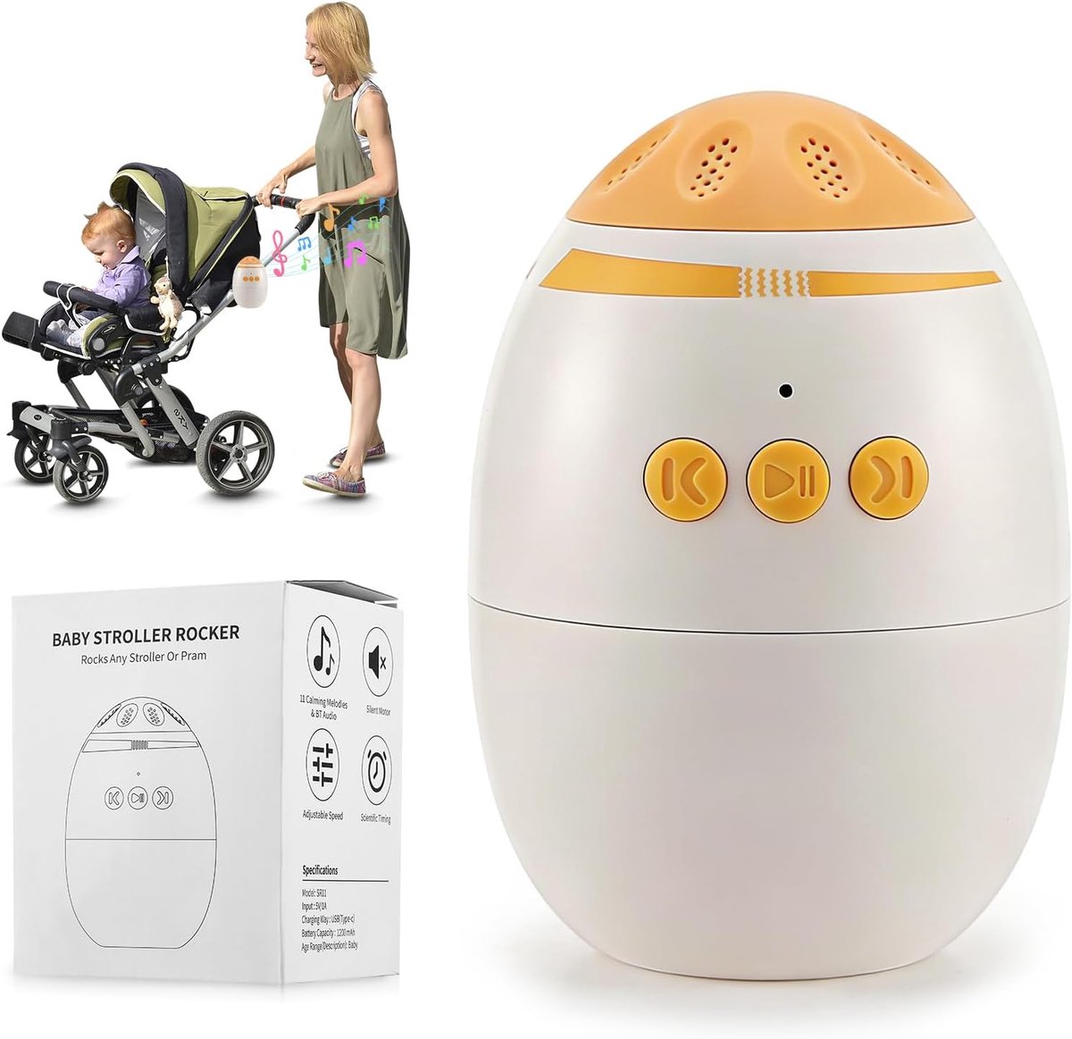 Rocker oplaadbaar met timer van 45 minuten, slaaphulp voor baby's
