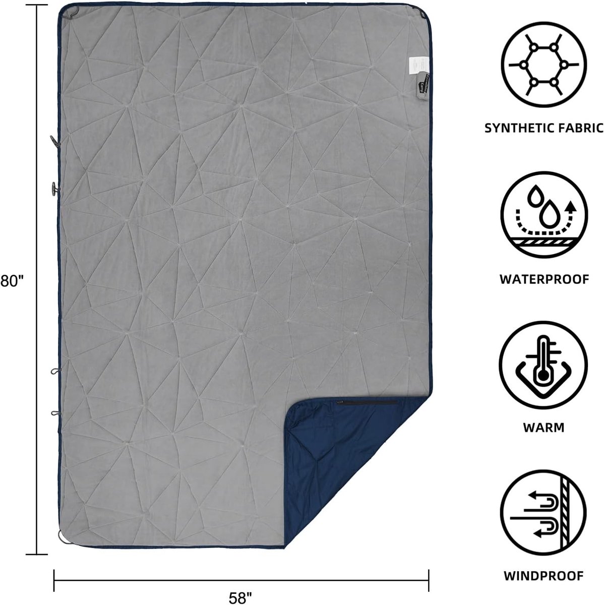 Grote Waterdichte Outdoor Campingdeken, Extra Dikke Fleece Deken voor Picknick, Auto en Dieren, Winddicht en Machinewasbaar, 203 x 147 cm
