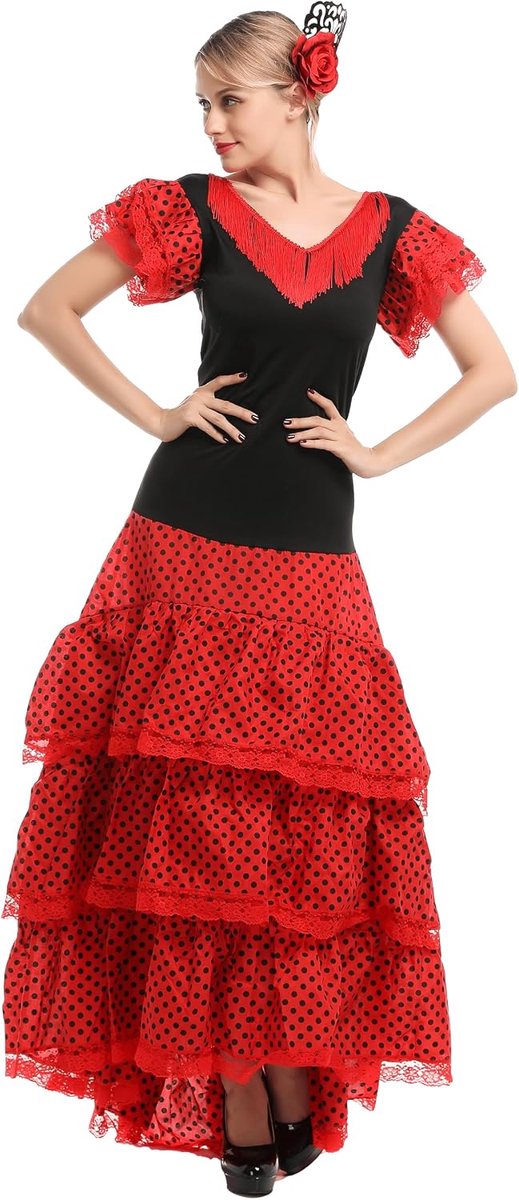 Sevillana dameskostuum voor flamenco-jurk, flamenco-kostuum voor