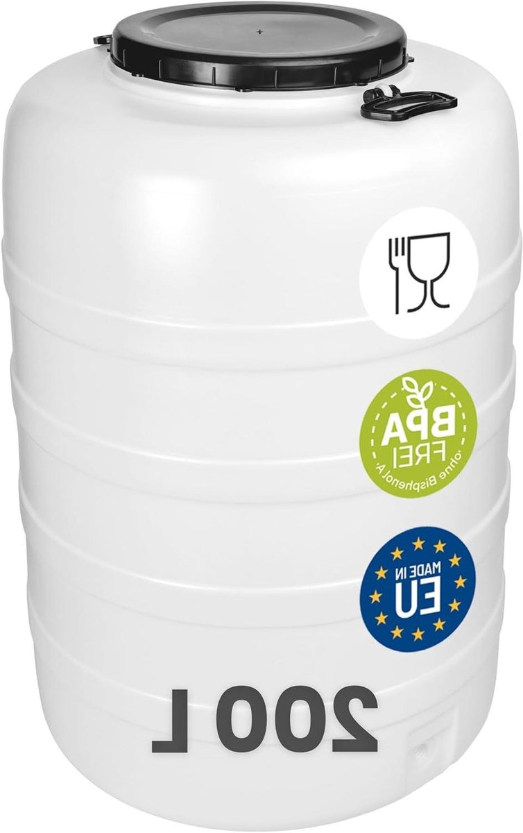 Regenton - Water vat - Water opslag - Voedselveilig HDPE - 200 liter - Wit
