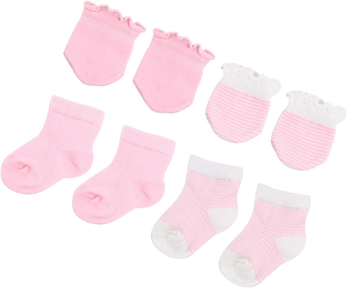 Babysokken en Wantenset - Babyhandschoenen Babyslofjes - Baby Warm Houden - Zacht Katoenmix - 12x6x0.3 cm - Multicolor