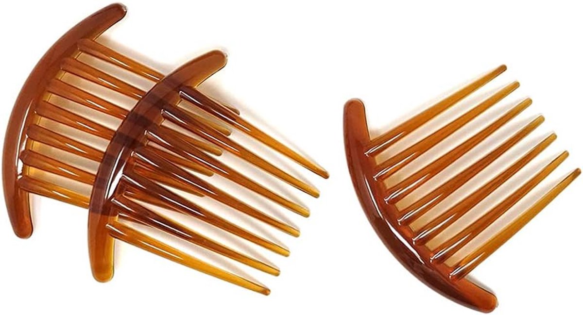 SnelShoppen - 2Pcs Vintage Haarspeld met Zeven Tanden voor Dames - Franse Twist Kam Haarclip - Bruin - Essentieel voor Bruiloften en Feestjes