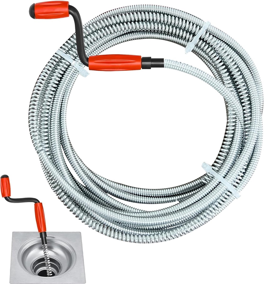JAADU Afvoerontstopper, afvoerontstopper met slinger 5 m × 6 mm, gootsteenontstopper, toiletontstopper Geschikt voor - ShopVlot