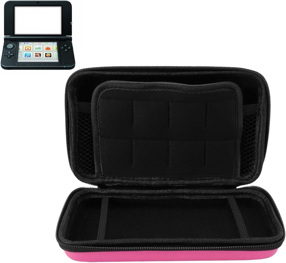 Hard beschermhoes voor New 3DS XL - Waterdichte reistas met 8 spelletjes slots en EVA materiaal (Roze)