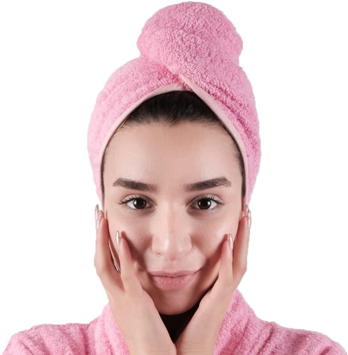 SnelShoppen - Turkish Haar Towel 100% Pure Organic Katoen Haar Drooghanddoek Volwassen Kind Haar Wikkel Turban - Snelle Twist Sneldrogende Handdoek -