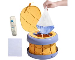 Opvouwbaar Reispotje - Draagbaar Toilet Kinderen - Zindelijkheidstraining Onderweg - Anti-slip Bodem - 25.8x17cm Uitgevouwen - Geel