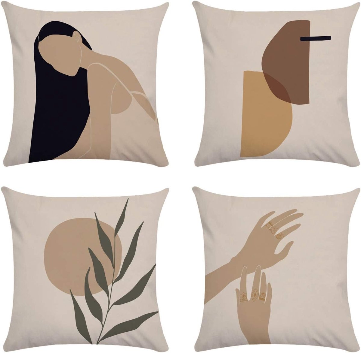 SnelShoppen - Set van 4 Velvet Kussenhoezen 45x45cm Geometrisch Tropisch Design | Dubbelzijdige Zachte Kussenhoezen voor Sofa & Stoel | Luxe Decoratie