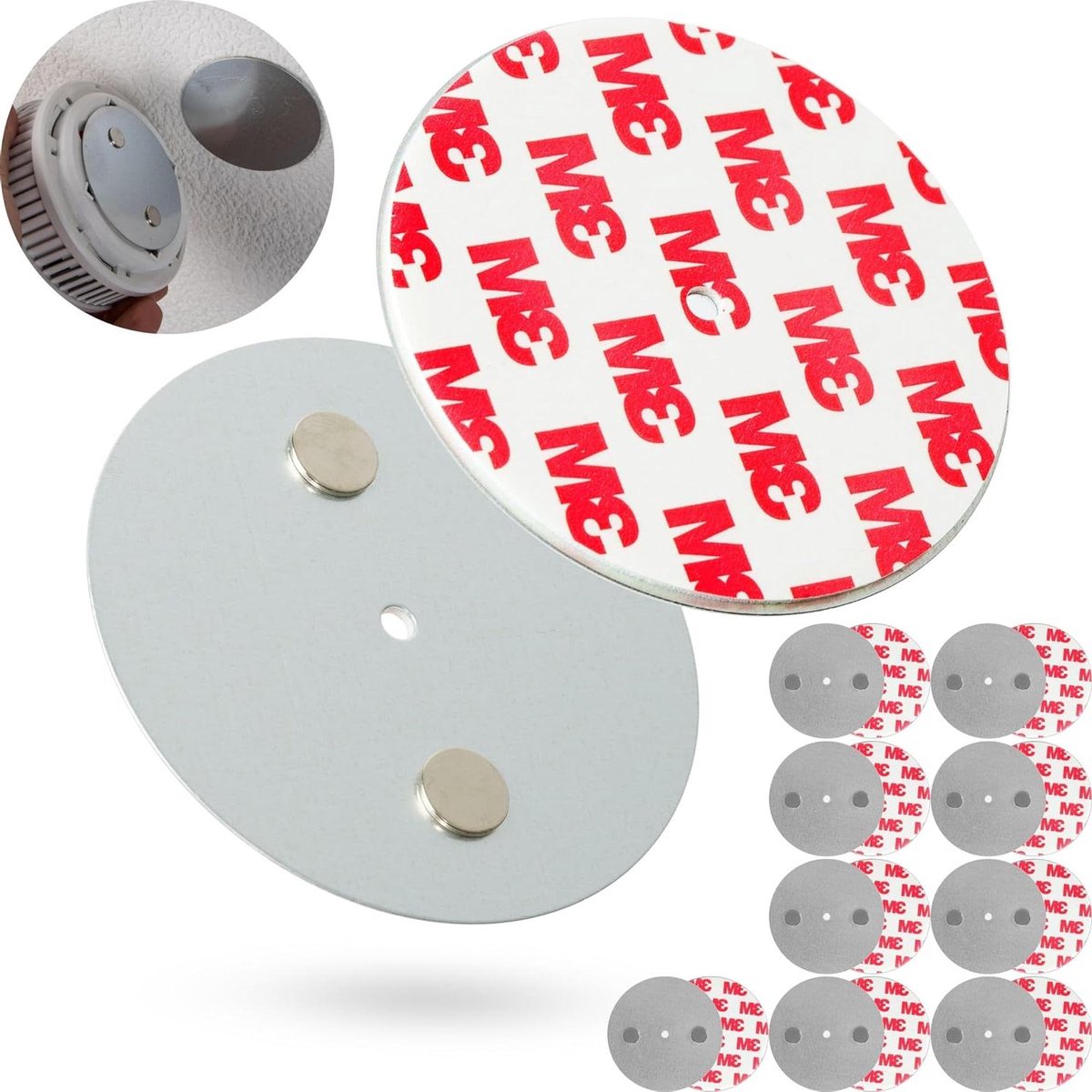 Magnetische Rookmelder Houder - Zelfklevende Bevestiging - Brandveiligheid Vergroten - Zonder Boren Bevestigen - 10 stuks - Wit