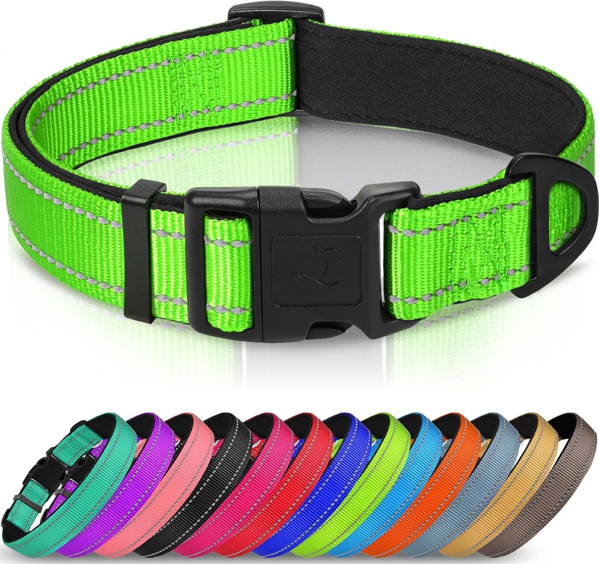 SnelShoppen - Hondenhalsband met Veiligheidssluiting, Reflecterende Verstelbare Hondenhalsband met Zachte Neopreen Voering voor Kleine Honden, Maat S,