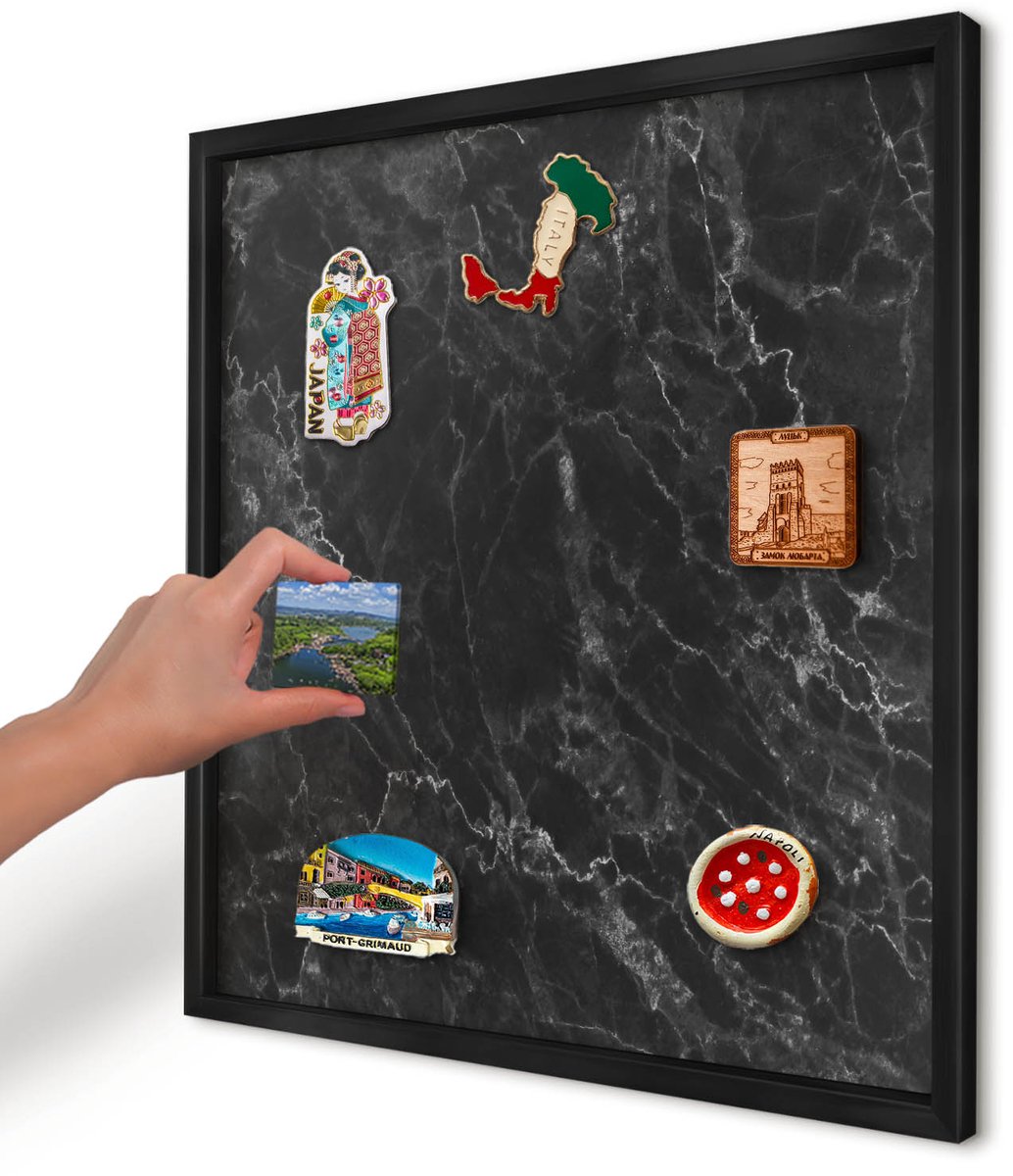 Artprintcave Zwart Magneetbord mit Zwart Frame - 50x50 cm - Zwart Marmer Magnetisch Bord Voor Magneten - Minimalist Wandbord Magnetisch - Texturen