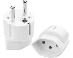 EU adapterplug voor Zwitserland/Liechtenstein - 2 stuks, 3-pins naar 2-pins DE/FR/IT/ES stopcontact voor reizigers
