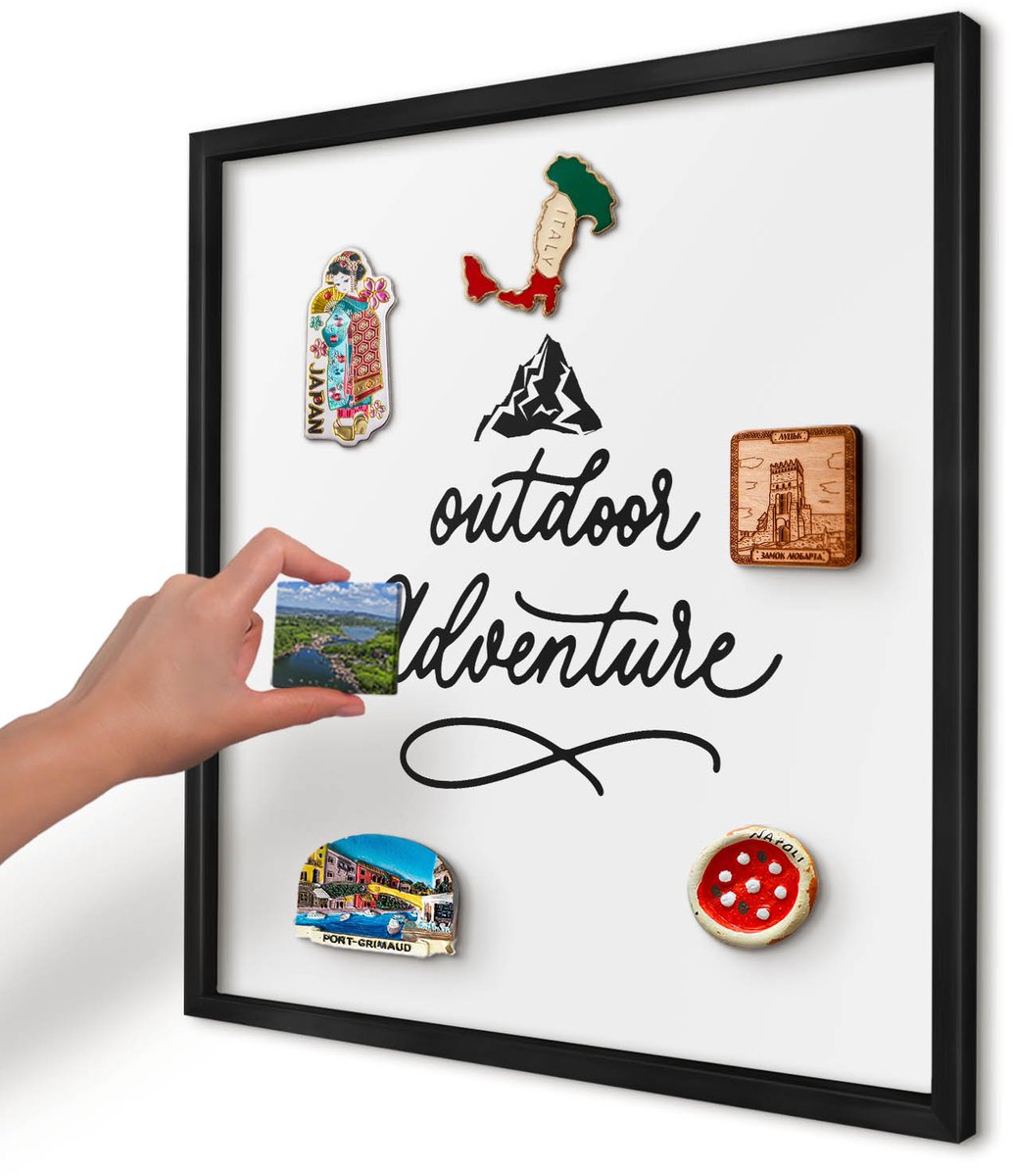 Artprintcave Wit Magneetbord mit Zwart Frame - 50x50 cm - Bergavontuur Magneetbord Voor Foto's - Typografisch Magnetisch Bord - Teksten