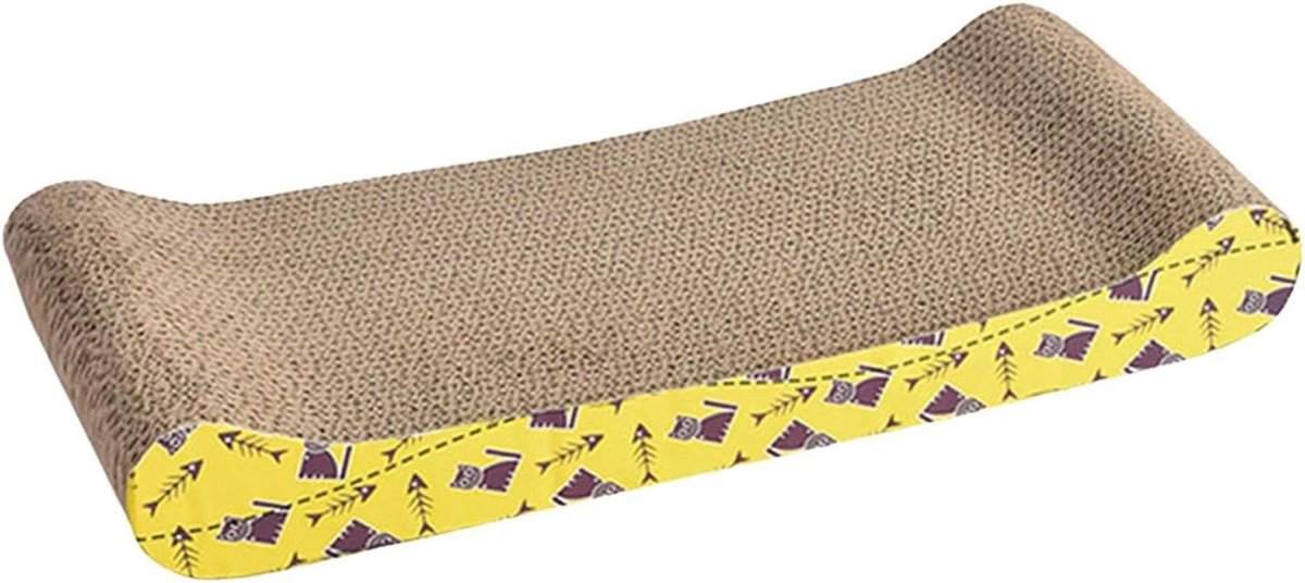 Krabmat voor katten - Krabplank loungebed - Katten vermaak - Beschermt meubels - 45 x 21 x 7 cm - Geel