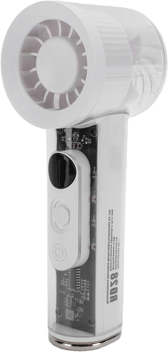 Mini USB Ventilator - Handventilator Draagbaar - Koeling Onderweg - LED Display Batterij - 18x7x7 cm - Wit