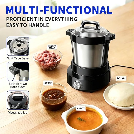 Fufu Maker - Yam Stamper - Afrikaanse Gerechten Bereiden - Snelle Authentieke Textuur - 6 Liter - Zwart — afbeelding 4